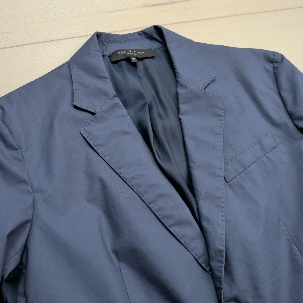 Rag & Bone Blazer Mens 36 Half Lined Modern Cotton Lightweight Navy Blue Jacket